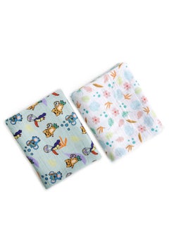 Milk&Moo Milk&Moo Jungle Friends Baby Swaddle Blanket, Oeko Tex Certified 100%Cotton, Muslin Swaddle Blankets, Ultra Soft, Breathable, Lightweight, Set of 2 Muslin Blanket for Boys and Girls  - Image 1