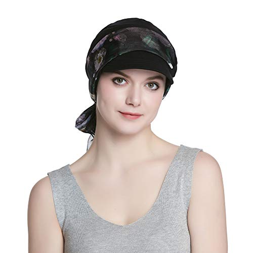 Alnorm Cap and Scarf Set for Women Newsboy Cap Black - Image 3