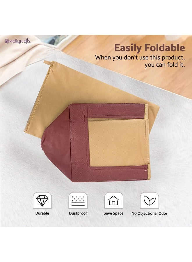 بريتي كرافتس منظم خزانة الملابس غير المنسوج من PrettyKrafts، قطعتان، سعة كبيرة، منظم خزانة الملابس القابل للطي والتكديس، صندوق تخزين قابل للطي، منظم قماش متعدد الأغراض (بيج وبني، 26x40x26 سم) - Image 3