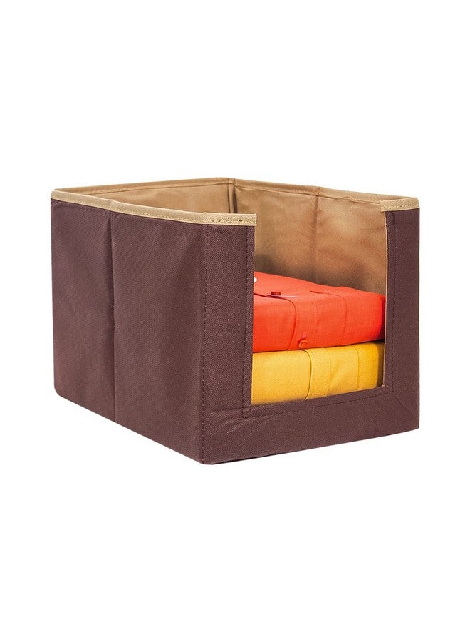 بريتي كرافتس منظم خزانة الملابس غير المنسوج من PrettyKrafts، قطعتان، سعة كبيرة، منظم خزانة الملابس القابل للطي والتكديس، صندوق تخزين قابل للطي، منظم قماش متعدد الأغراض (بيج وبني، 26x40x26 سم) - Image 5