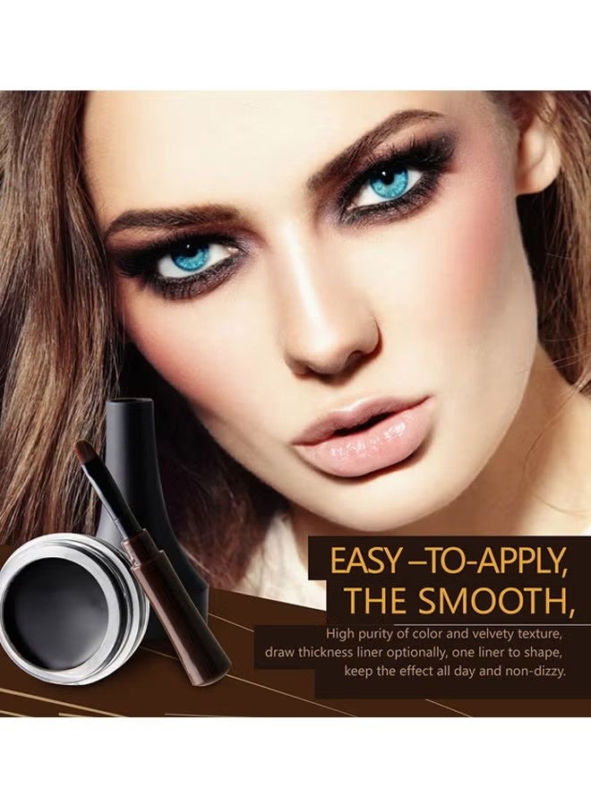 Magical Halo Soft Gel Eyeliner Waterproof Gel Eyeliner Pot Smudge Proof and Long Lasting Eyeliner High Pigment Smooth Cream Eyeliner Gel with Brush Easy to Apply Eyebrow Gel Pot (#02 Brown) - Image 3