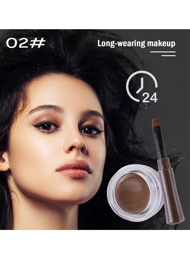 Magical Halo Soft Gel Eyeliner Waterproof Gel Eyeliner Pot Smudge Proof and Long Lasting Eyeliner High Pigment Smooth Cream Eyeliner Gel with Brush Easy to Apply Eyebrow Gel Pot (#02 Brown) - Image 2