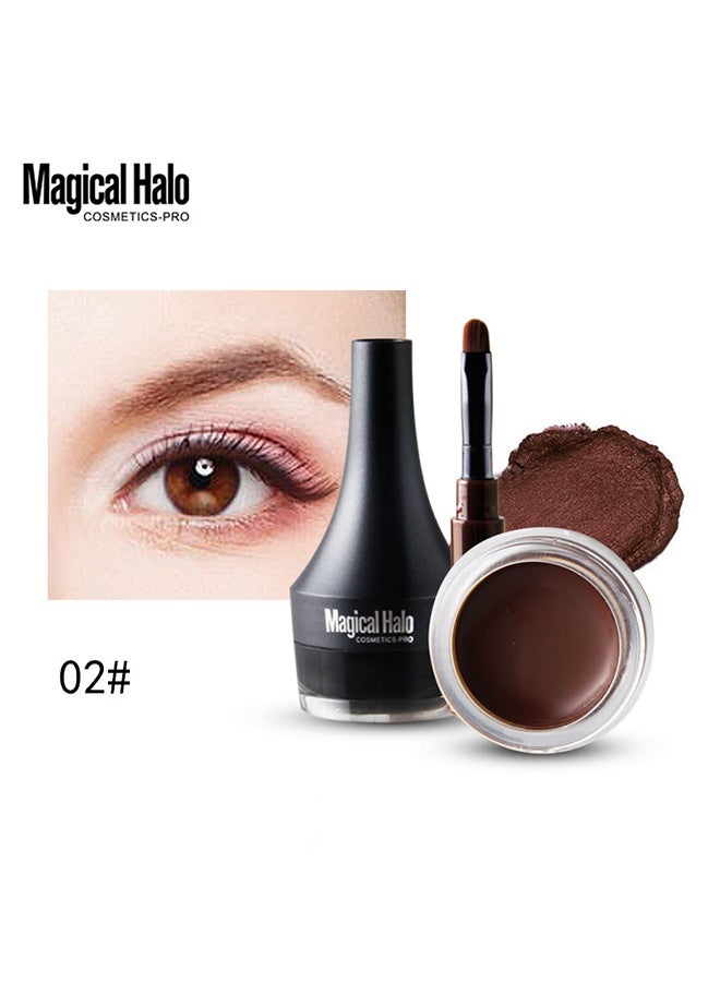 Magical Halo Soft Gel Eyeliner Waterproof Gel Eyeliner Pot Smudge Proof and Long Lasting Eyeliner High Pigment Smooth Cream Eyeliner Gel with Brush Easy to Apply Eyebrow Gel Pot (#02 Brown) - Image 1
