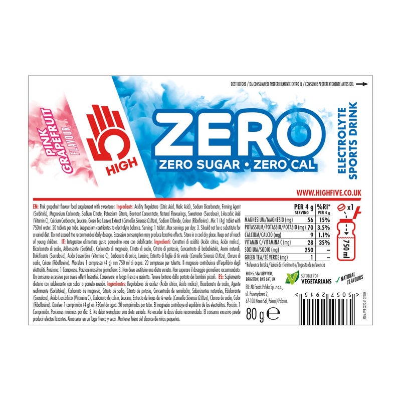High5 ZERO Electrolyte Tablet - Hydration Tablets Enhanced with Vitamin C - 0 Calories & Sugar Free - Boost Hydration, Performance & Wellness - Pink Grapefruit, 160 Tablets (20x, Pack of 8) - Image 2