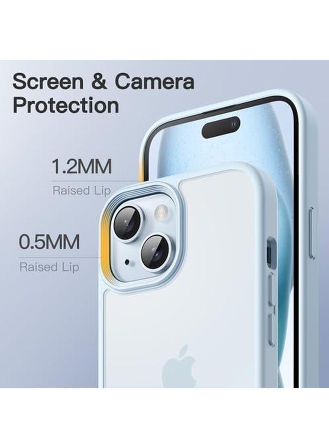 جي تيك جراب غير لامع لهاتف آيفون 15 بلس مقاس 6.7 بوصة، مقاوم للصدمات بدرجة عسكرية، غطاء خلفي شفاف غير لامع مضاد لبصمات الأصابع، أزرق - Image 4