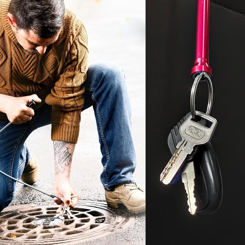 Domejo Flexible Magnetic Pickup Tool,Bendable Grabber Tool with 4 Claws & Strong Magnet – Flexible Claw Pick-Up Reacher for Narrow Spaces, Engine Bay, Sink, Drain, Jewelry, Keys, Metal Objects（28 Inch - Image 5