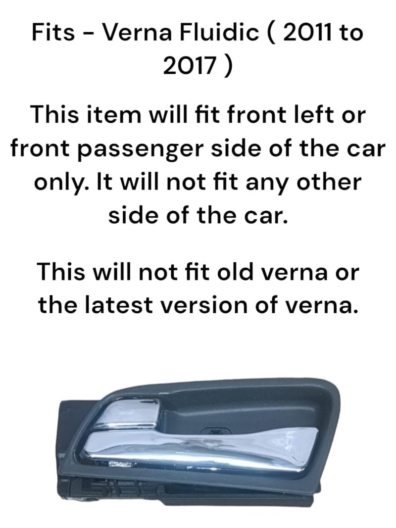 قفل مقبض الباب الداخلي الأوتوماتيكي - إكس - رافعة RC بتشطيب كروم للجهة الأمامية اليسرى/الجهة الأمامية للراكب متوافق/بديل لهيونداي فيرنا فلويديك (2011 إلى 2017)