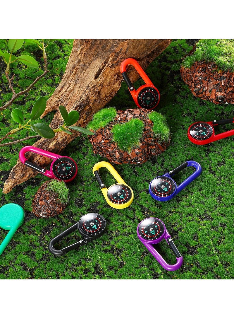 Generic Compass Keychain for Kids, Adventure Camping Small Keychain Belt Clips With Holes Compass Metal Buckle Keychain Outdoor, Project Prizes for Hiking, Camping Party Favors (32 Pcs, 8 Colors) - Image 5