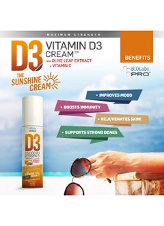 BIOLABS PRO All Natural Vitamin D3 15000Iu Vitamin D Cream Maximum Strength Fight Vitamin D Deficiency Naturally With Vitamin K2 & Olive Leaf Extract Safe & Effective (15 000Iu 3.0Oz)  - Image 3