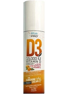 BIOLABS PRO All Natural Vitamin D3 15000Iu Vitamin D Cream Maximum Strength Fight Vitamin D Deficiency Naturally With Vitamin K2 & Olive Leaf Extract Safe & Effective (15 000Iu 3.0Oz)  - Image 1