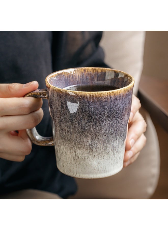 كوب قهوة من السيراميك بطلاء تفاعلي، تصميم متموج متلألئ يشبه تموجات الماء، كوب شاي بنمط مصنوع يدوياً، سعة 350 مل - Image 2