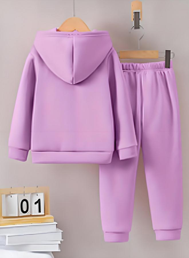 Take Two Girl Graphic Print Hoodie with Pants Set - Image 2
