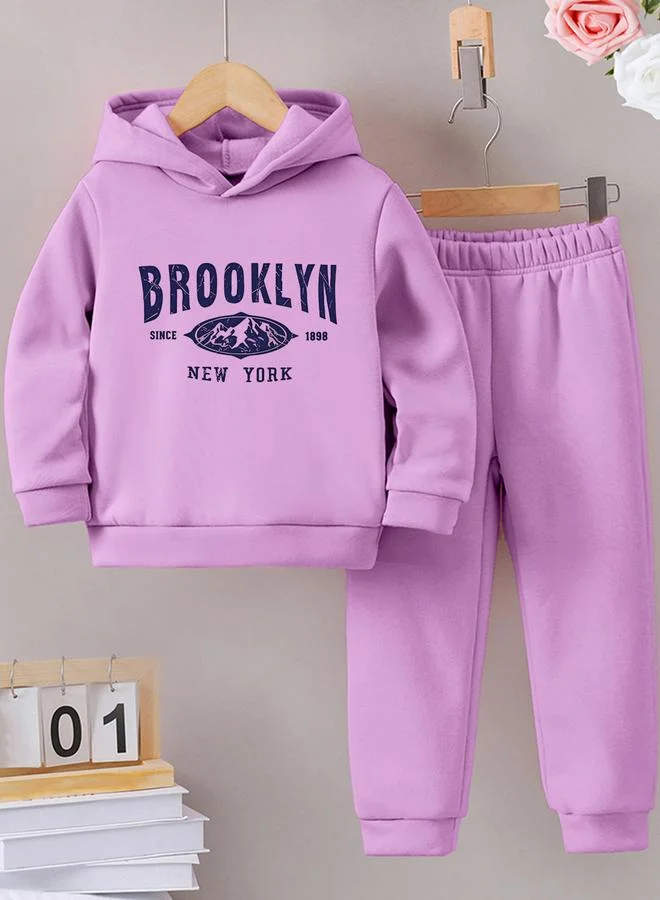 Take Two Take Two Girl Graphic Print Hoodie with Pants Set