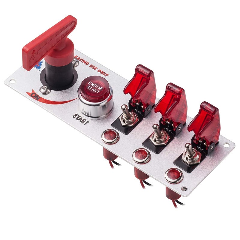 JIANFA DC12V Flip-up Ignition Switch Panel 5 in 1 for Racing Cars - Image 1