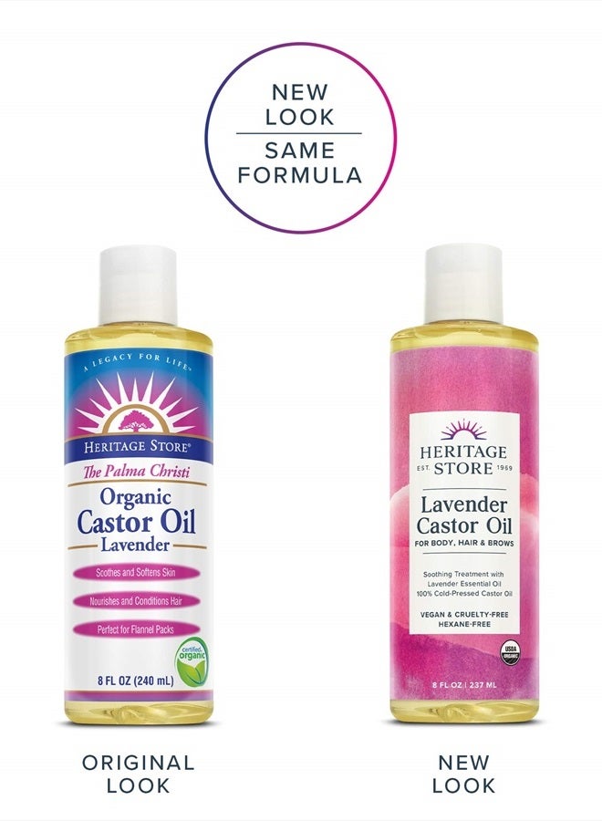 Heritage Store Lavender Castor Oil, Organic, Soothing Treatment with Lavender Essential Oil, Deep Hydration for Healthy Hair Care, Skin Care, Castor Oil Packs, Natural Lavender Scent, Vegan, 8oz - Image 2