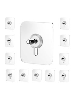 Generic 10 Pcs Adhesive Wall Hooks, Transparent No-Drill Hooks for Bathroom, Shower, Kitchen, Stainless Steel, Water-Resistant Sticky Wall Hooks for Hanging with 5.0 Kg Load Capacity, Double-Sided Adhesive Alternative to Nails, Ideal for Frames, Pictures, Living Room, Bedroom  - Image 1