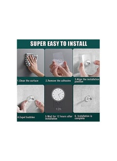 Generic 10 Pcs Adhesive Wall Hooks, Transparent No-Drill Hooks for Bathroom, Shower, Kitchen, Stainless Steel, Water-Resistant Sticky Wall Hooks for Hanging with 5.0 Kg Load Capacity, Double-Sided Adhesive Alternative to Nails, Ideal for Frames, Pictures, Living Room, Bedroom  - Image 4