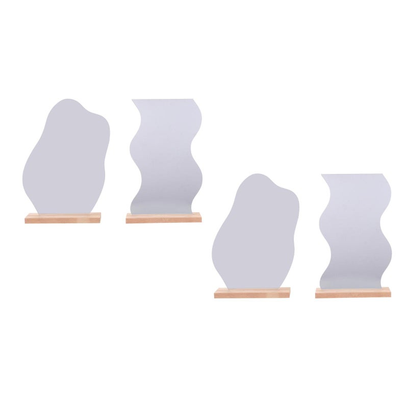 4 pcs Makeup Mirrors Desktop Frameless Mirrors Aesthetic Cosmetic Mirrors with Base - Image 1