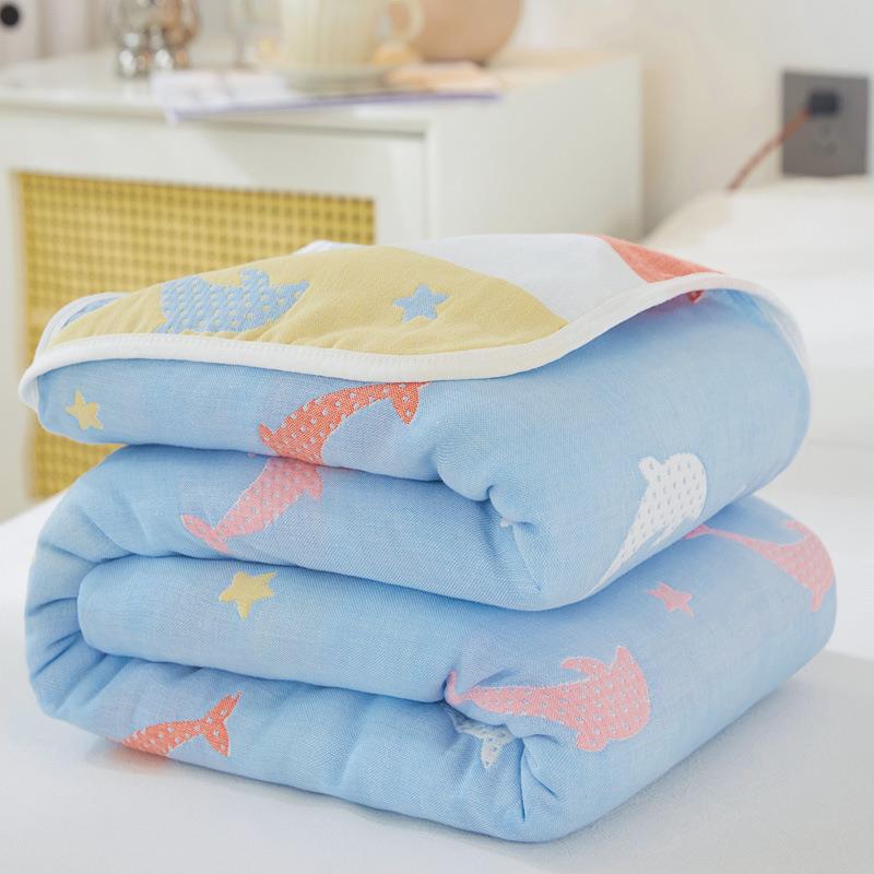 100% Cotton Lightweight Summer Baby Blanket (Dolphin Blue) 