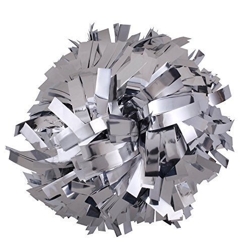ICObuty Metallic Cheerleader Cheerleading Pom Poms 6 inch 1 Pair (Silver) - Image 4