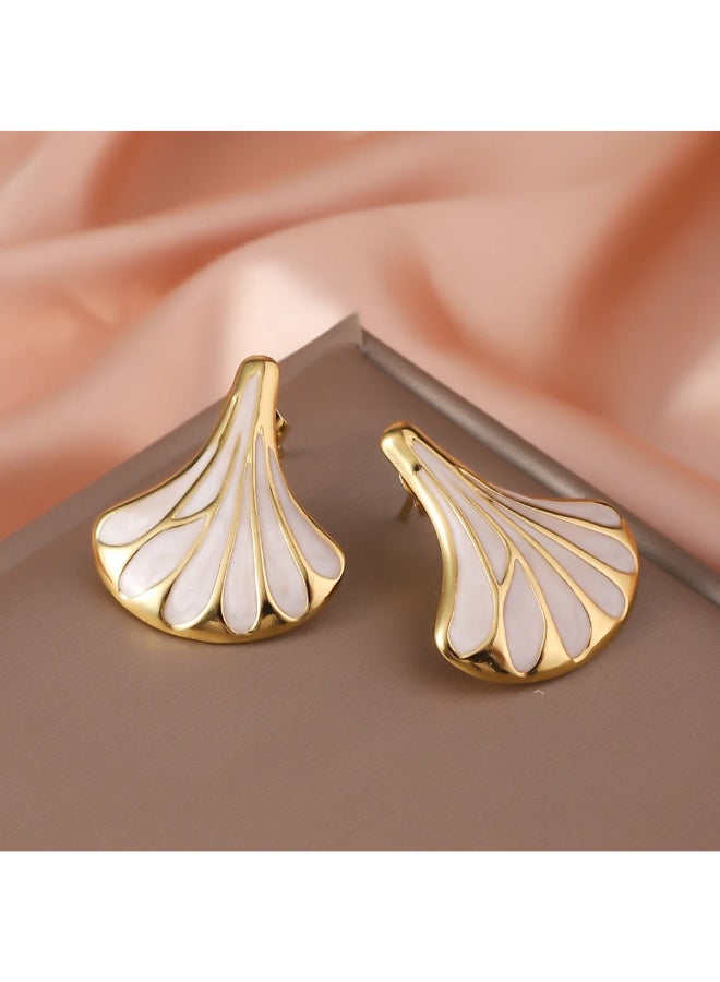 ذا بلاك بيرل اكسسوريز حلق أستانليس ستيل ذهبي × أبيض