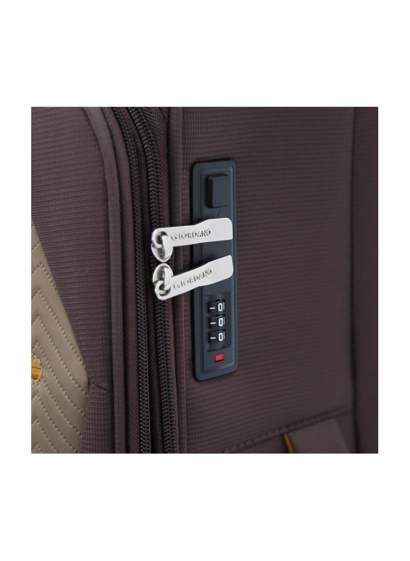 GIORDANO Giordano Softside Luggage Trolley Bag 3 Pieces set,Coffee (S-20,M-24,L-28 Inch)  - Image 4