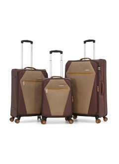 GIORDANO Giordano Softside Luggage Trolley Bag 3 Pieces set,Coffee (S-20,M-24,L-28 Inch)  - Image 1