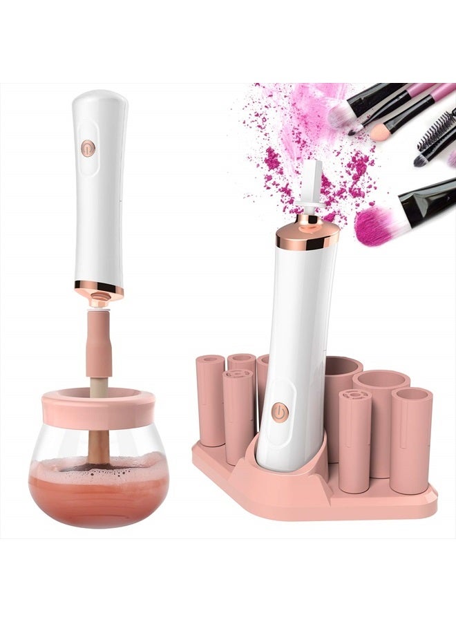 senbowe Upgraded Makeup Brush Cleaner and Dryer Machine, Electric Cosmetic Automatic Brush Spinner with 8 Size Rubber Collars, Wash and Dry in Seconds, Deep Cosmetic Brush Spinner for Brushes - Image 1