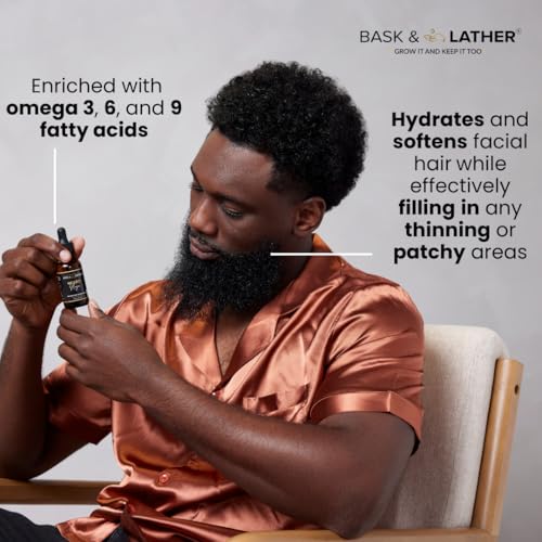 BASK & LATHER Bask Lather Beard Magic Growth Oil for Men Helps Stimulate Hair Growth and Softness Natural Oil For Bald Spots and Patchy or Thin Facial Hair Supports a Thicker Fuller Beard 1 fl oz - Image 3