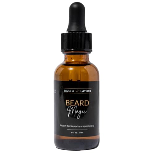 BASK & LATHER Bask Lather Beard Magic Growth Oil for Men Helps Stimulate Hair Growth and Softness Natural Oil For Bald Spots and Patchy or Thin Facial Hair Supports a Thicker Fuller Beard 1 fl oz - Image 1