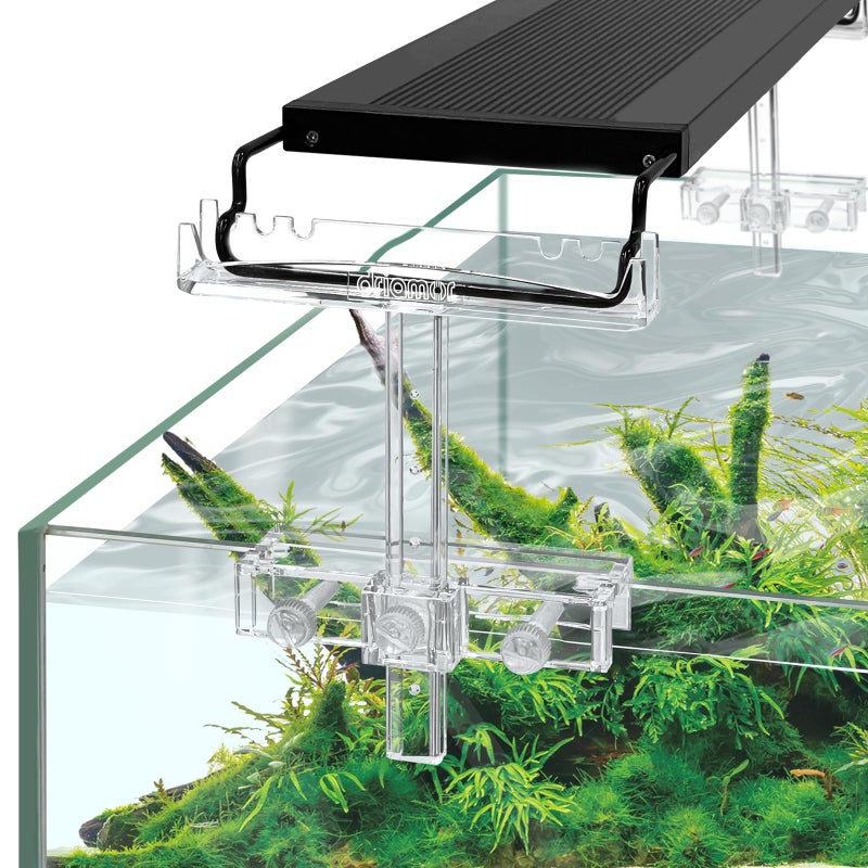 driamor Aquarium Light Riser Adjustable, Clear Acrylic Fish Tank LED Light Stand Aquarium Lamp Holder Bracket Kit 2pcs Transparent Support for Width 2.5-4.4 Inches Light with Extendable Bracket - Image 1