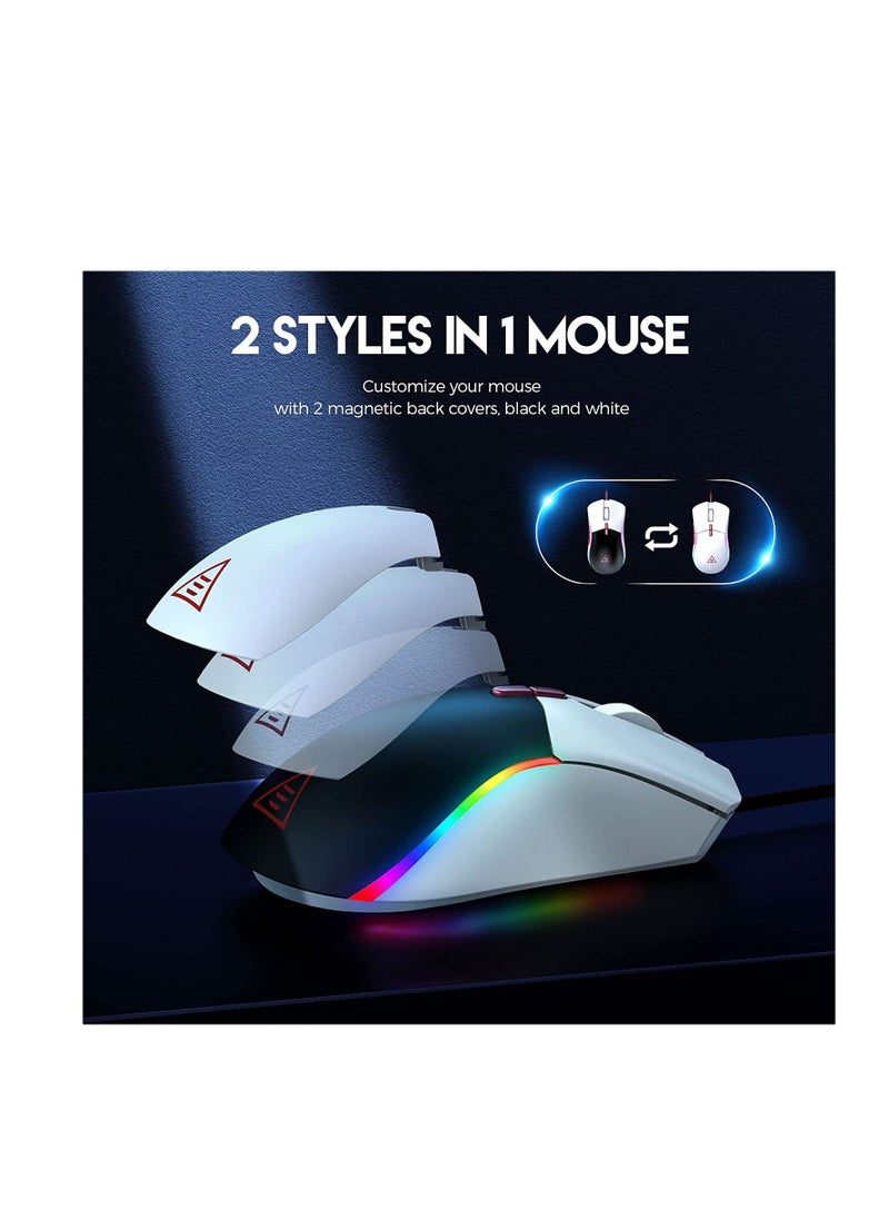 EKSA Gaming Mouse Wired, Ergonomic Computer Gaming Mice with 13 RGB Backlit, 6 Adjustable DPI Up to 12000, 7 Programmable Buttons, Tunable Weights USB Mouse Compatible with PC PS5 PS4 Laptop