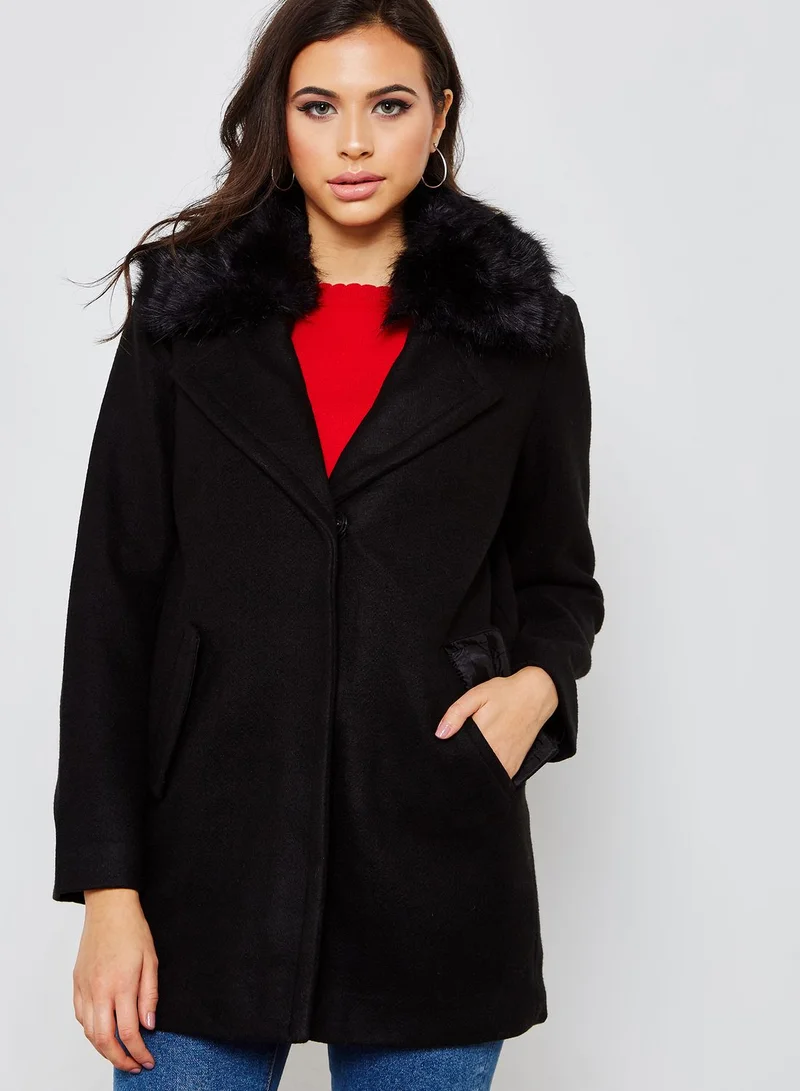 ELLA Faux Fur Collar Coat