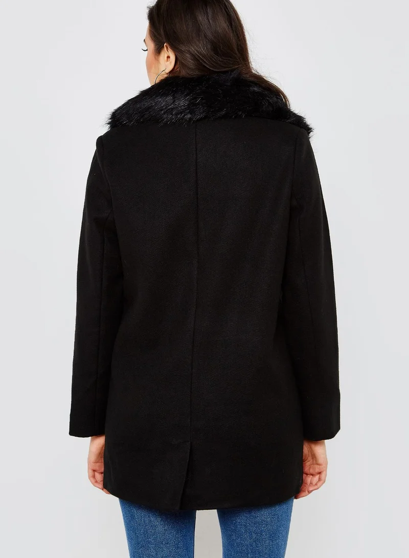 ELLA Faux Fur Collar Coat