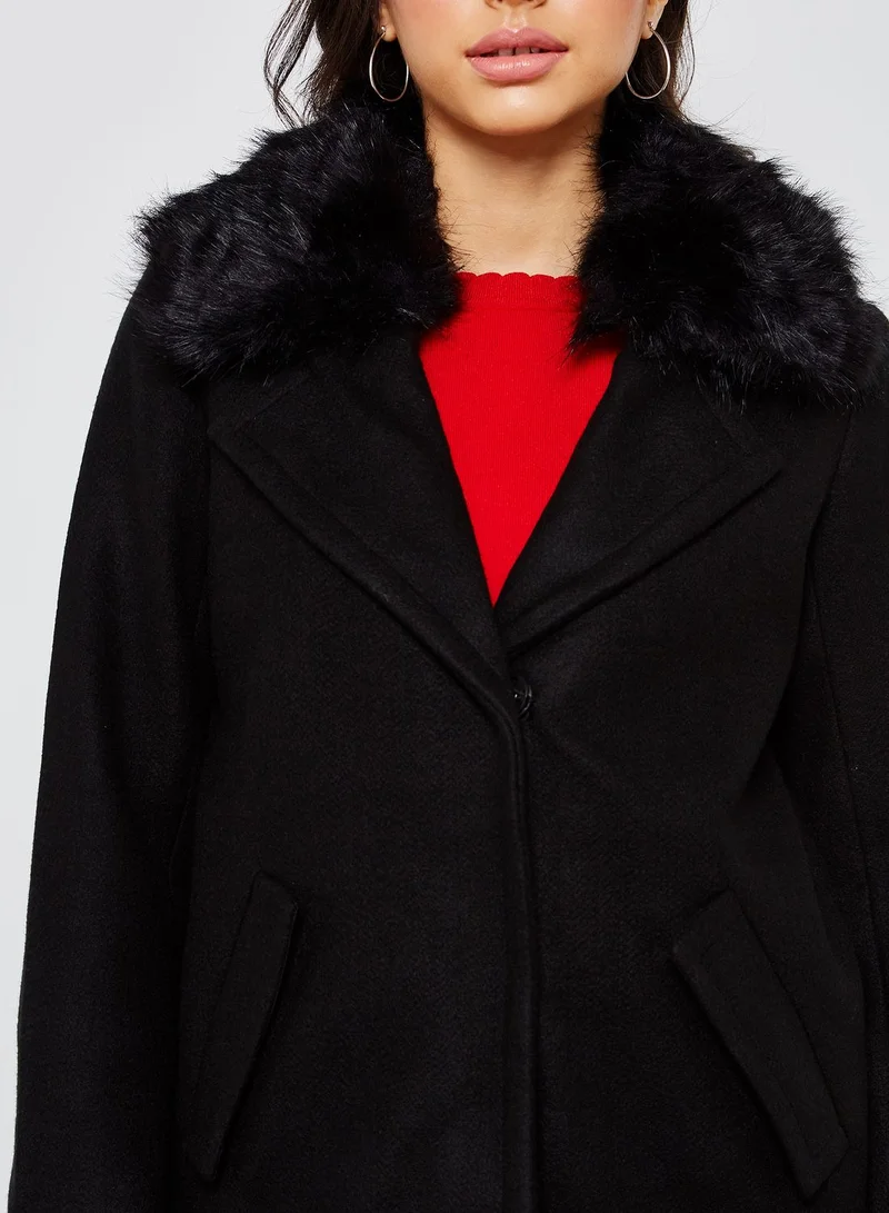 ELLA Faux Fur Collar Coat