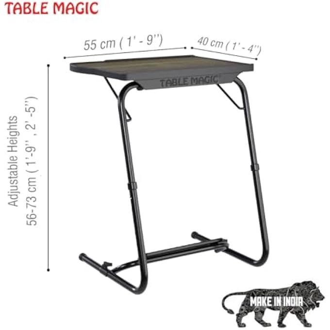 TABLE MAGIC ALLOY STEEL - LAPTOP TABLE MAT FINISH, LAPDESK, MULTIPURPOSE TABLE WITH FOOTREST, HEIGHT ADJUSTABLE, WORK AT HOME TABLE, STUDY TABLE (TM FOOTREST- BLACK ALDER, LARGE) - Image 3