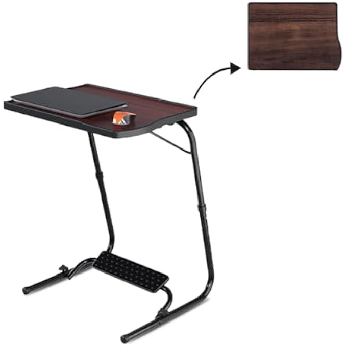 TABLE MAGIC ALLOY STEEL - LAPTOP TABLE MAT FINISH, LAPDESK, MULTIPURPOSE TABLE WITH FOOTREST, HEIGHT ADJUSTABLE, WORK AT HOME TABLE, STUDY TABLE (TM FOOTREST- BLACK ALDER, LARGE) - Image 1