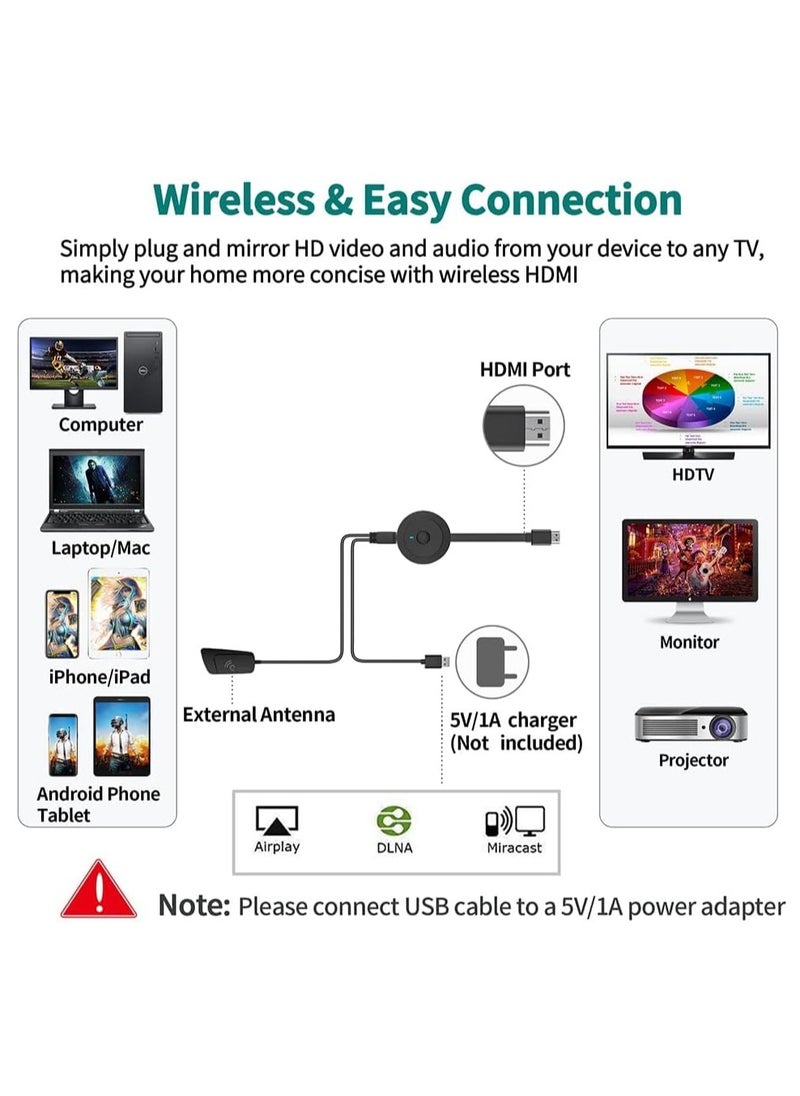 Generic - 4K Wireless HDMI Display Dongle Adapter 1080P, WiFi Streaming Movies, Shows, and Live TV Receiver from iPhone, iPad, Android, Tablet, Window to HDTV/Monitor/Projector, Miracast, Airplay, DLNA, Chrome - Image 1