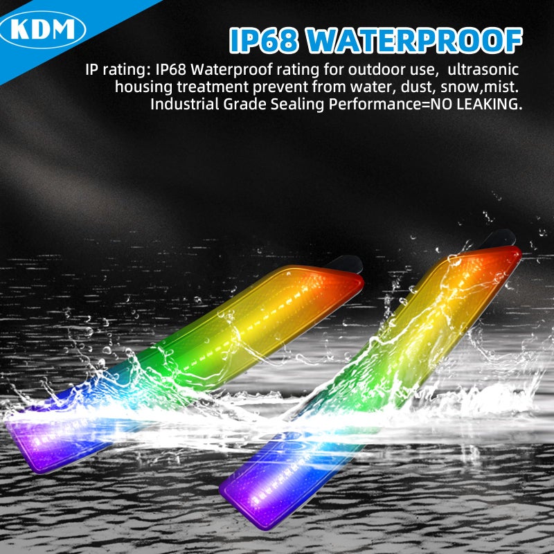 KDM RGB Full Led Smoked Lens Fender Side Marker Multi-Color Reflectors Lights, Compatible for 2024-Up Ford Mustang Gen7/S650,Assembly Front & Rear Side Bumper Marker Lights,Pack of 4 - Image 5
