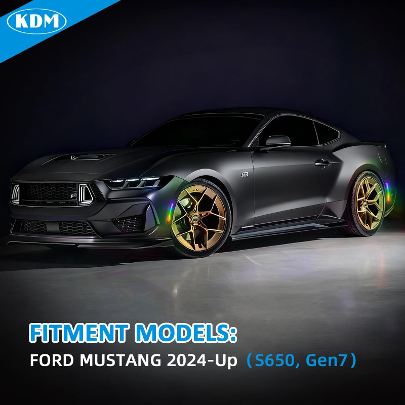 KDM RGB Full Led Smoked Lens Fender Side Marker Multi-Color Reflectors Lights, Compatible for 2024-Up Ford Mustang Gen7/S650,Assembly Front & Rear Side Bumper Marker Lights,Pack of 4 - Image 4