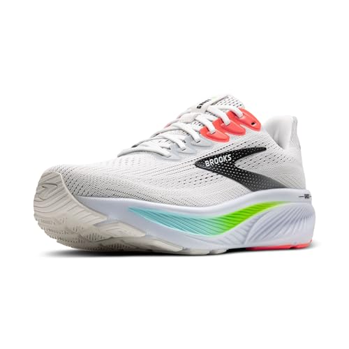 Brooks Men’s Ghost 17 Neutral Running Shoe - White/Pink Clay/Gecko - 9 Medium - Image 1
