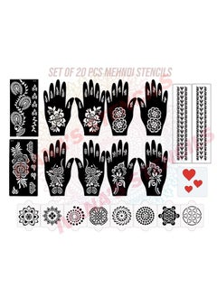 ivana's Set Of 20 Pcs Combo Pack, Reusable Mehandi Design Sticker Stencils For Both Hand | Mehandi Stickers Design For Hands | Quick And Easy To Use, For Girls, Women, Kids & Teen, D-2218  - Image 1