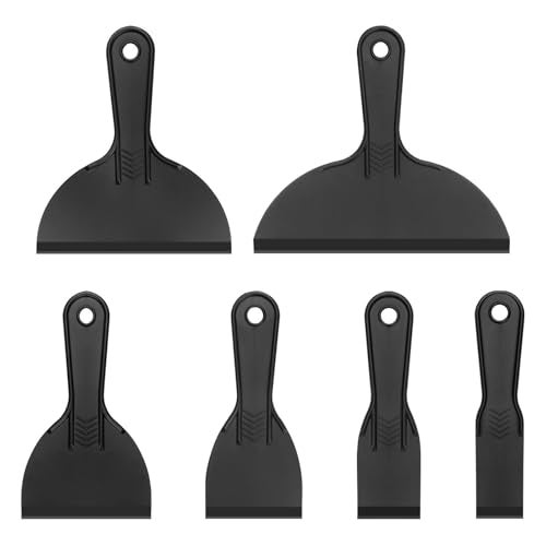 DIANZHU 6 PCS Plastic Putty Knife, Black Flexible Putty Knife Scraper, Plastic Paint Scraper, Plastic Spreader Used for Repairing Walls, Pasting Plaster - Image 1