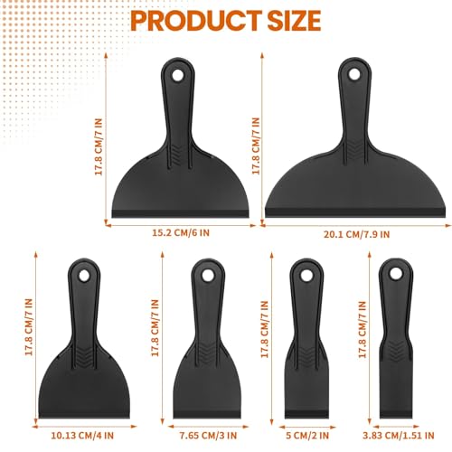 DIANZHU 6 PCS Plastic Putty Knife, Black Flexible Putty Knife Scraper, Plastic Paint Scraper, Plastic Spreader Used for Repairing Walls, Pasting Plaster - Image 2