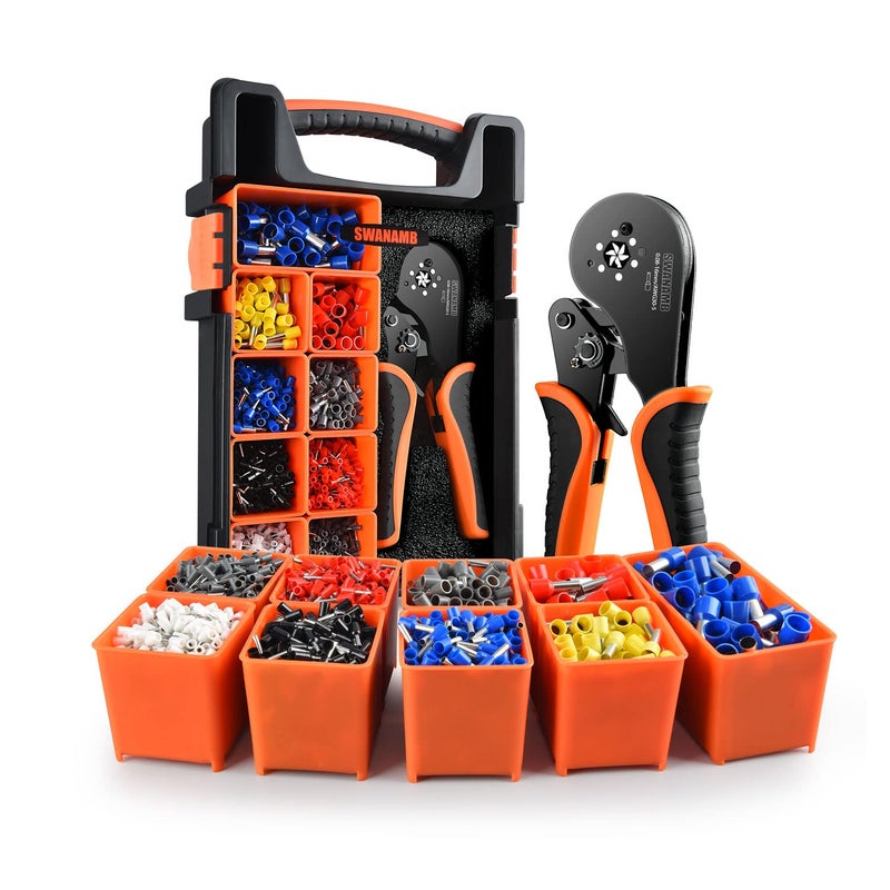 SWANAMB Ferrule Crimping Tool kit AWG30-5 Self-Adjusting Wire Ferrule Crimper Set with 1800PCS Wire End Ferrule Terminals - Image 1