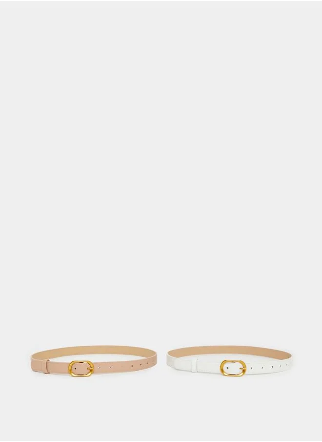 ستايلي Styli Set of 2 - Plain Tang Buckle Belt
