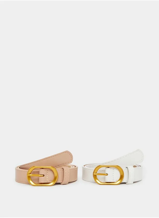 ستايلي Styli Set of 2 - Plain Tang Buckle Belt