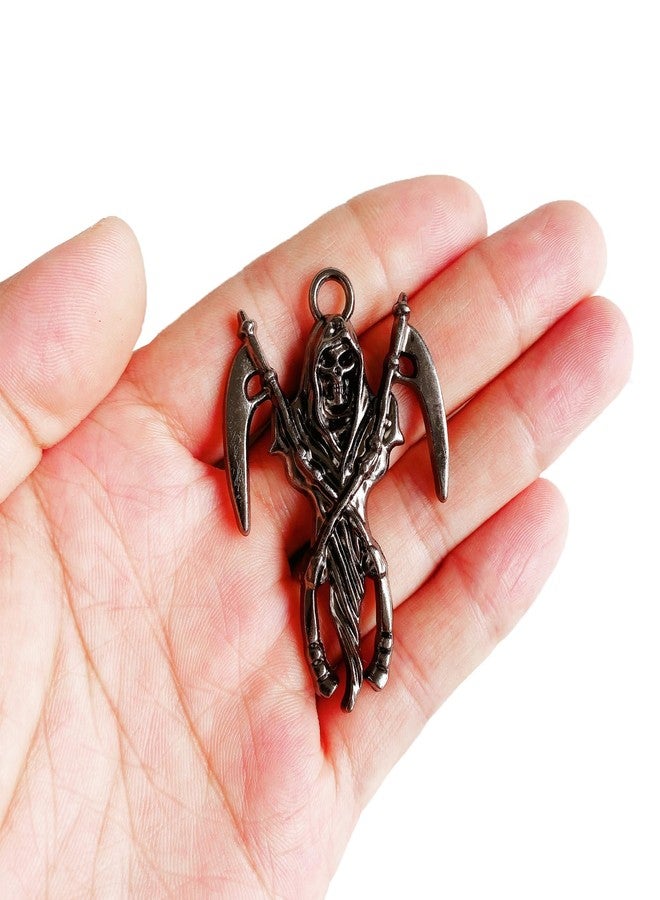 ZILucky Set of 12 Shower Curtain Hooks Rings,Skeleton Reaper Scythe Pendant, Halloween Party Supplies Haunted House Decoration, Stainless Steel Rustproof (Black) - Image 3
