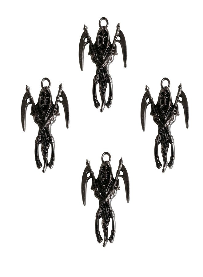ZILucky Set of 12 Shower Curtain Hooks Rings,Skeleton Reaper Scythe Pendant, Halloween Party Supplies Haunted House Decoration, Stainless Steel Rustproof (Black) - Image 5