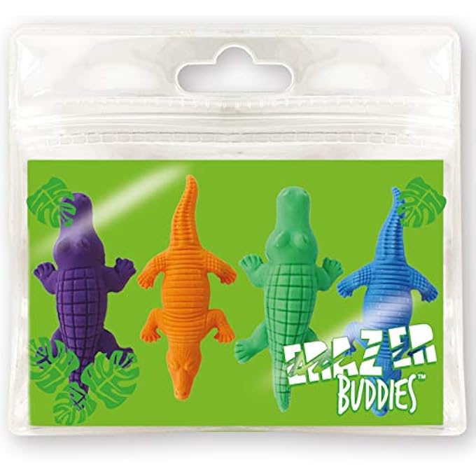 Deluxebase ERAZER BUDDIEZ - CROCODILE RUBBER ERASERS . NOVELTY STATIONERY FOR BOYS AND GIRLS. COLOURFUL PENCIL ERASER SET. GREAT FOR OFFICE OR SCHOOL SUPPLIES. - Image 1